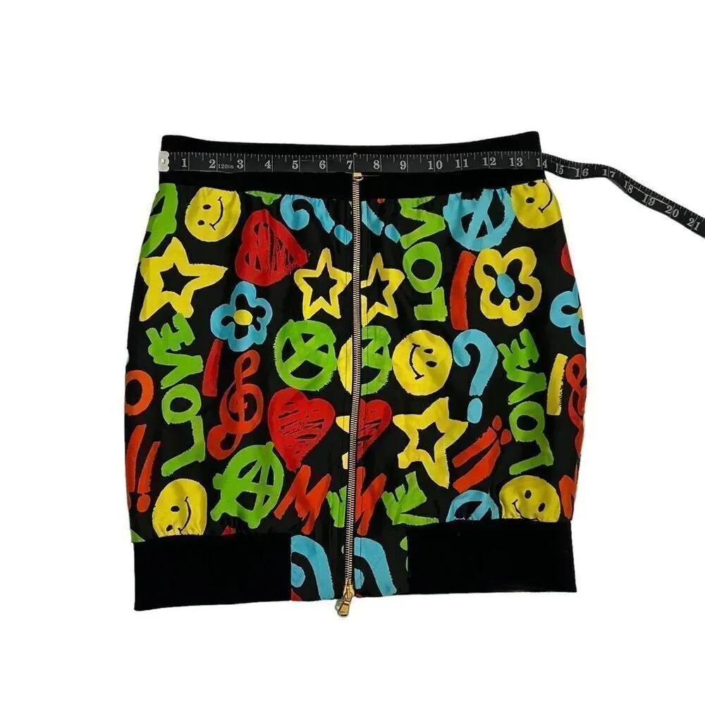 MOSCHINO COUTURE X JEREMY SCOTT New !! Mini Skirt Size 6 Small ‘Peace Love’